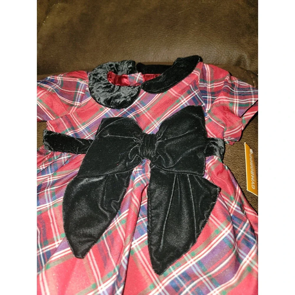 Gymboree holiday Christmas all dressed up plaid dress with bow 18 24 months nwt‎